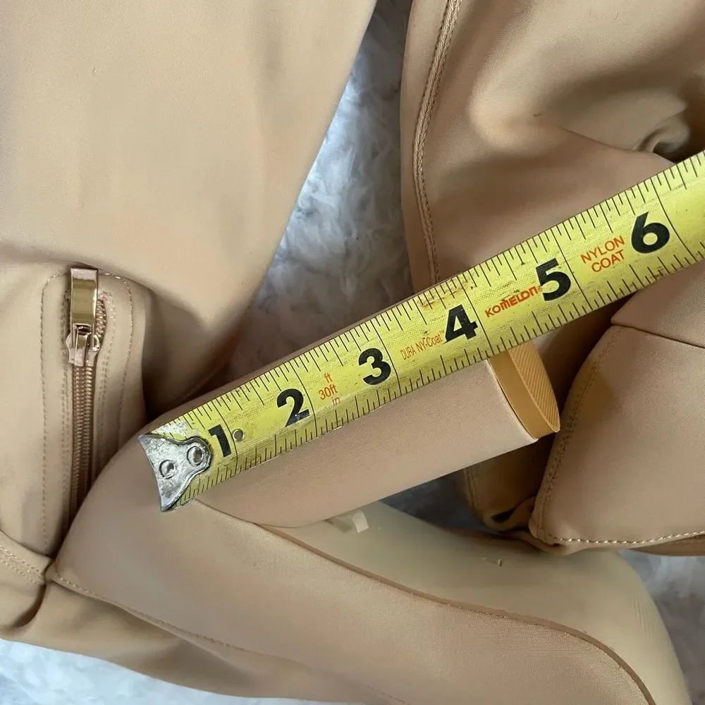 EGO over the knee tan stretchy boots with peep toe round 4”heels size7